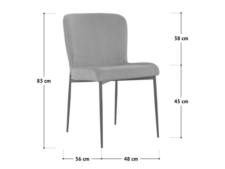 Svita Freddie Esszimmerstuhl 2er Set Cordbezug Polsterstuhl Esszimmer Küchenstuhl Bequem Metallbeine Braun