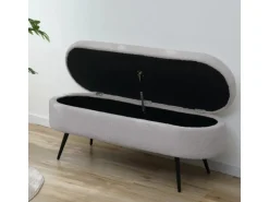 Svita Ivy Sitzbank Teddystoff Ottomane Sitzhocker Mit Stauraum Polsterbank Grau
