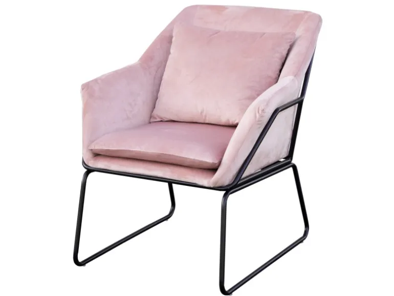 Svita Josie Loungesessel Gepolstert Mit Armlehne Metallgestell Samtbezug Rosa