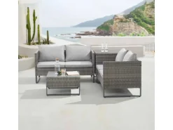 Svita Kansas Rattanlounge Gartenmöbel Set Gartensofa Polyrattan Grau