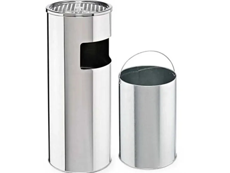 Svita 30L Standaschenbecher Eimer Aschenbecher Mülleimer Ascher 60x25cm Silber
