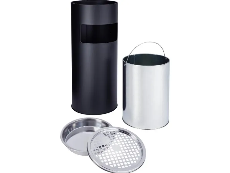 Svita 30L Standaschenbecher Eimer Aschenbecher Mülleimer Ascher 60x25cm Schwarz
