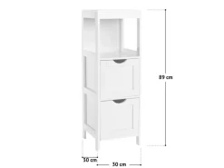 Svita Lintu Badregal Standregal Badezimmerschrank Schubladen Holzoptik Weiß