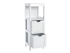Svita Lintu Badregal Standregal Badezimmerschrank Schubladen Holzoptik Weiß