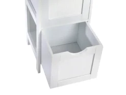 Svita Lintu Badregal Standregal Badezimmerschrank Schubladen Holzoptik Weiß