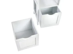 Svita Lintu Badregal Standregal Badezimmerschrank Schubladen Holzoptik Weiß