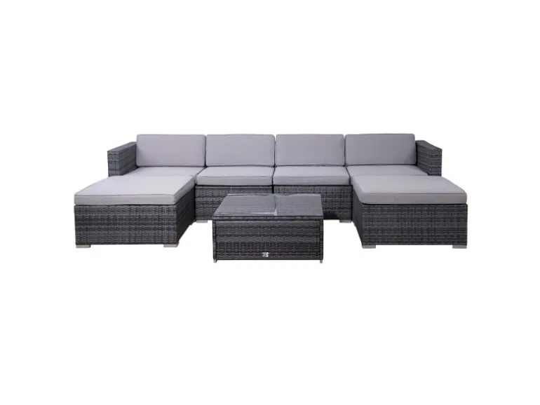 Svita Lugano Polyrattan Lounge Gartenmöbel Set Gartenlounge Gartensofa Grau