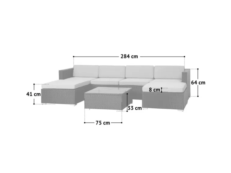 Svita Lugano Polyrattan Lounge Gartenmöbel Set Gartenlounge Gartensofa Grau