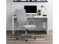 Svita Office Comfort Bürostuhl Schreibtischstuhl Drehstuhl Hohe Rückenlehne Stoff Hellgrau