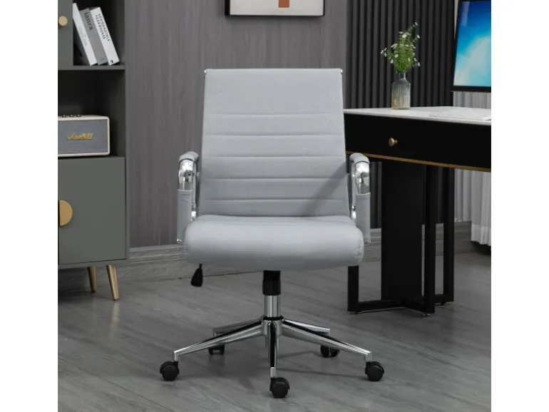 Svita Office Comfort Bürostuhl Schreibtischstuhl Drehstuhl Niedrige Rückenlehne Stoff Hellgrau