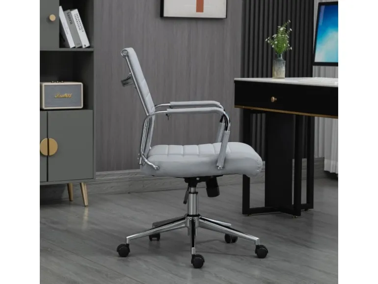 Svita Office Comfort Bürostuhl Schreibtischstuhl Drehstuhl Niedrige Rückenlehne Stoff Hellgrau