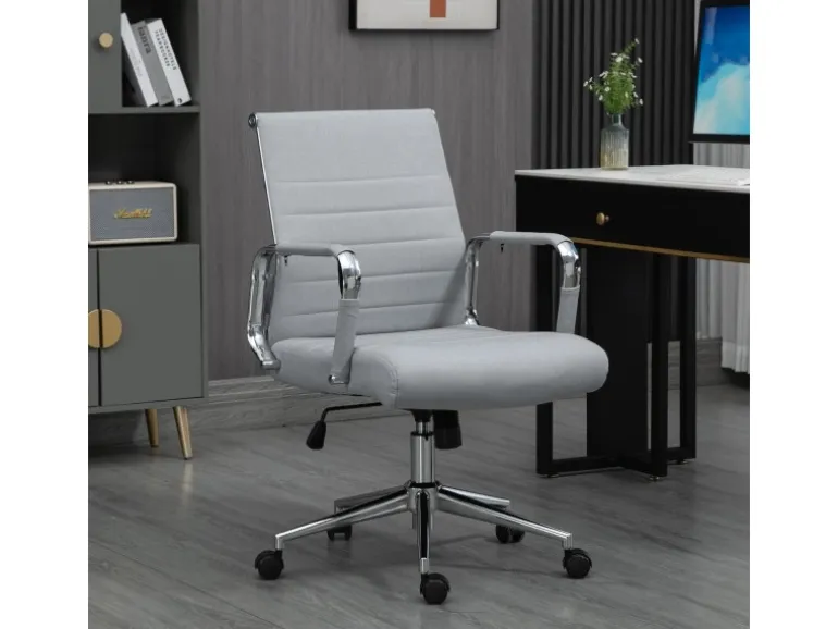 Svita Office Comfort Bürostuhl Schreibtischstuhl Drehstuhl Niedrige Rückenlehne Stoff Hellgrau