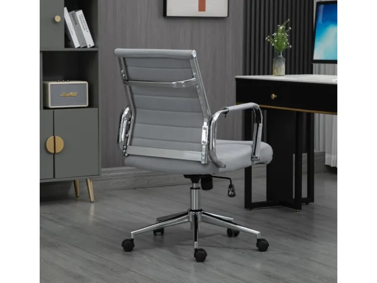 Svita Office Comfort Bürostuhl Schreibtischstuhl Drehstuhl Niedrige Rückenlehne Stoff Hellgrau
