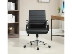 Svita Office Comfort Bürostuhl Schreibtischstuhl Drehstuhl Niedrige Rückenlehne Kunstleder Schwarz