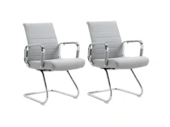 Svita Office Comfort 2er Set Besucherstuhl Freischwinger Mit Armlehne LB Stoff Hellgrau
