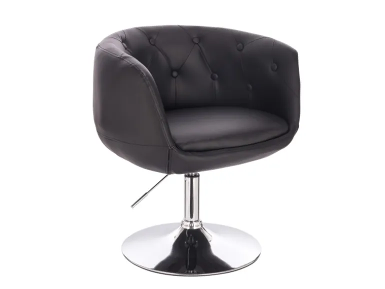Svita Panama Retro Loungestuhl Polsterstuhl Cocktailsessel Tellerfuß Metall Kunstleder Schwarz