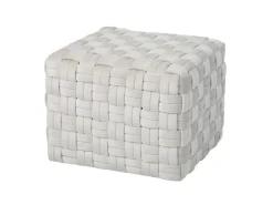 Svita Poppy Hocker Sitzpouf Geflochten Sitzhocker Fußhocker Für Sessel Samt Beige