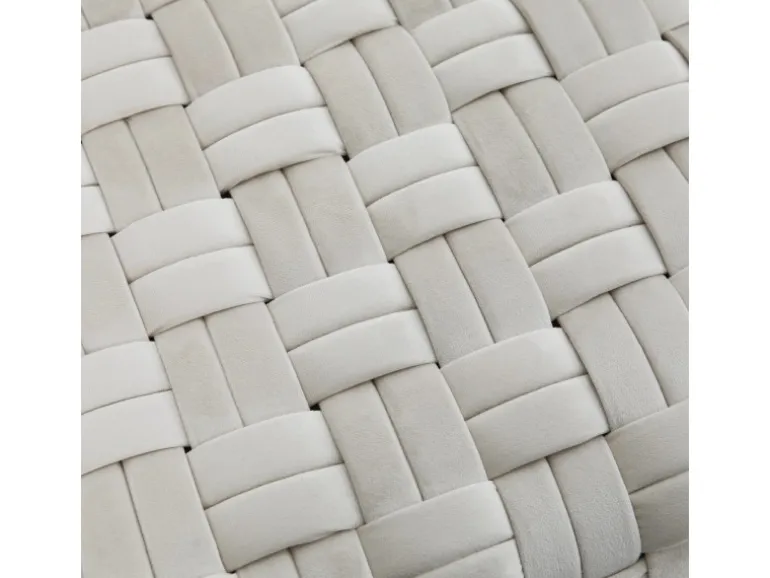 Svita Poppy Hocker Sitzpouf Geflochten Sitzhocker Fußhocker Für Sessel Samt Beige