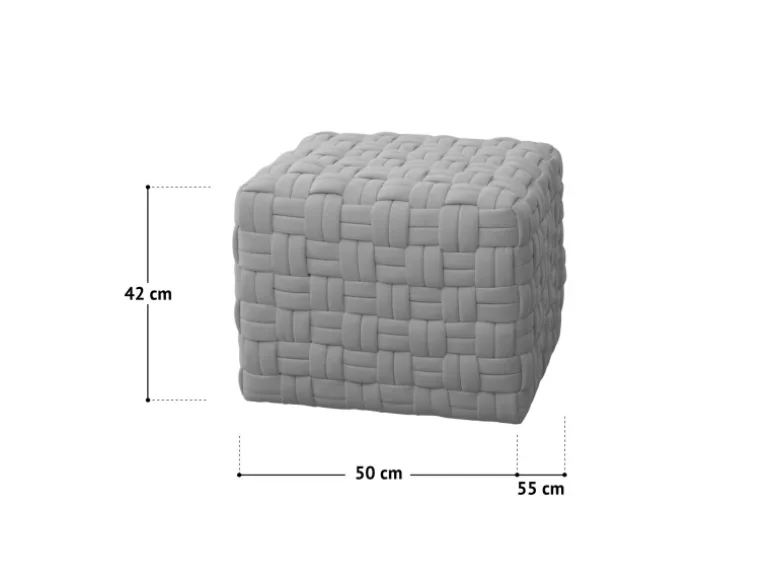 Svita Poppy Hocker Sitzpouf Geflochten Sitzhocker Fußhocker Für Sessel Samt Beige