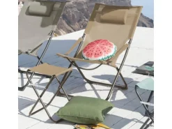 Svita Tomra Liegestuhl Mit Hocker Klappbar Campingstuhl Kopfkissen Taupe