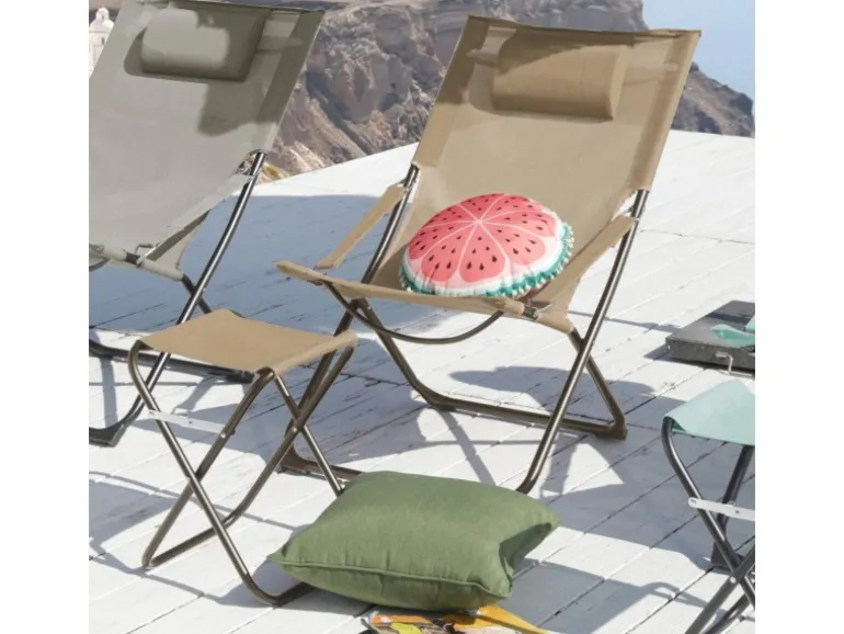 Svita Tomra Liegestuhl Mit Hocker Klappbar Campingstuhl Kopfkissen Taupe