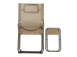 Svita Tomra Liegestuhl Mit Hocker Klappbar Campingstuhl Kopfkissen Taupe