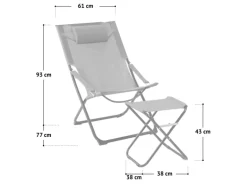 Svita Tomra Liegestuhl Mit Hocker Klappbar Campingstuhl Kopfkissen Taupe