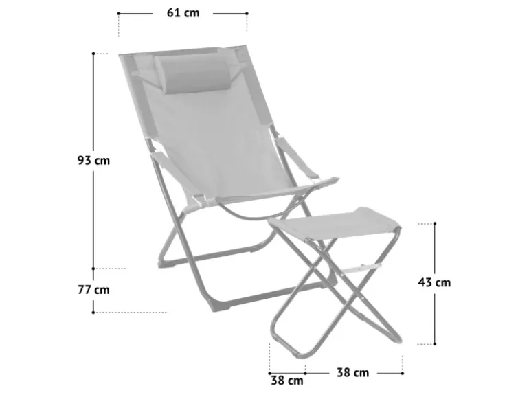 Svita Tomra Liegestuhl Mit Hocker Klappbar Campingstuhl Kopfkissen Taupe