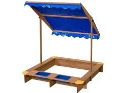 Swing King Sandkasten Ibiza 120 cm x 120 cm x 18 cm Natur-Blau FSC®