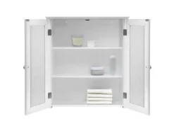 Teamson Home Badezimmer Connor Wandschrank mit 2 Glastüren Weiß