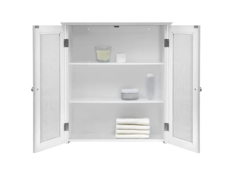 Teamson Home Badezimmer Connor Wandschrank mit 2 Glastüren Weiß
