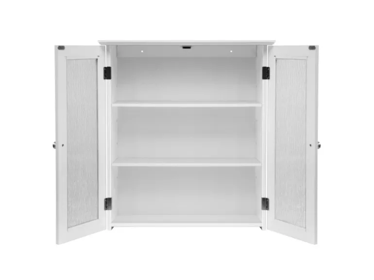 Teamson Home Badezimmer Connor Wandschrank mit 2 Glastüren Weiß
