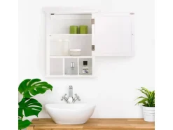 Teamson Home Badezimmer Neal Holz Medizinschrank mit Spiegel Tür Weiß