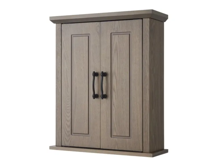 Teamson Home Badezimmer Wand Medizinschrank aus Holz Doppeltüren Salzeiche