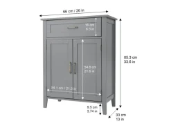 Teamson Home Mercer Holz Badezimmermöbel mit Schublade und Regalen Grau