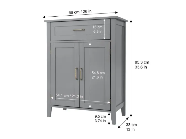 Teamson Home Mercer Holz Badezimmermöbel mit Schublade und Regalen Grau