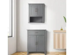 Teamson Home Mercer Holz Badezimmermöbel mit Schublade und Regalen Grau