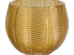 Teelichthalter Safari Lodge Glas 8 cm x Ø 9 cm Gelb