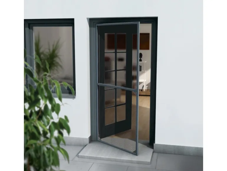 Teleskop Insektenschutzrahmen Tür 100 cm x 210 cm Anthrazit