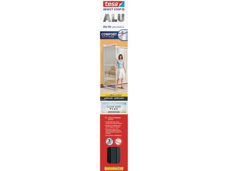 tesa Fliegengitter Alu Comfort Türen Anthrazit 100 cm x 220 cm