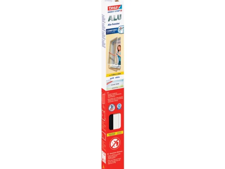 Tesa Fliegengitter Alu Rahmen Comfort Fenster Weiß 150 cm x 140 cm
