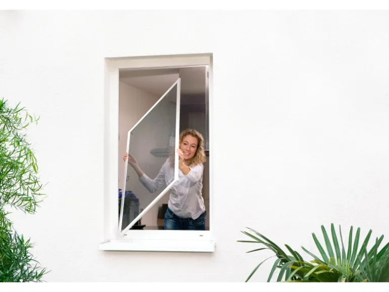 Tesa Fliegengitter Alu Rahmen Comfort Fenster Weiß 150 cm x 140 cm