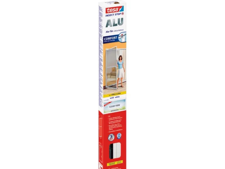 Tesa Fliegengitter Alu Rahmen Comfort Tür Weiß 220 cm x 100 cm
