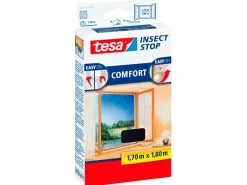 Tesa Fliegengitter Fenster mit Klettband Comfort Anthrazit 180 cm x 170 cm