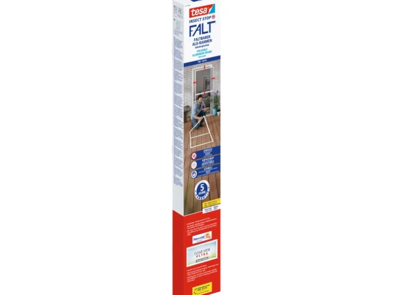 Tesa® Fliegengitter-Tür Falt faltbarer Alu-Rahmen Weiß