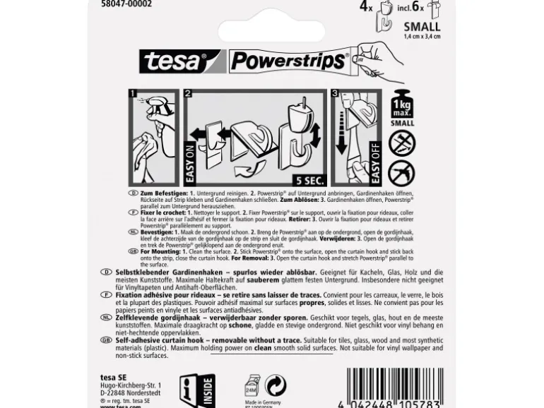 tesa Powerstrips Vario-Gardinenhaken Braun