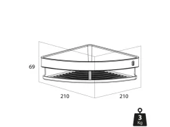 Tiger Cooper Eckkorb 21 cm Gebürstet Schwarz-Edelstahl