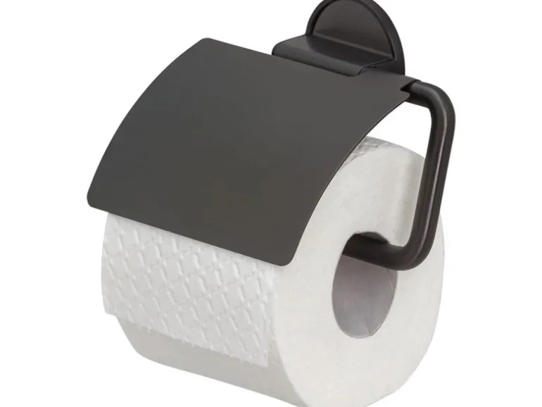 Tiger Toilettenpapierhalter Tune mit Deckel Metall gebürstet-Schwarz