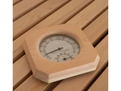 Traditionelle Sauna SKYLINE BIG Tannenholz Natur XL mit Kunststeinwand