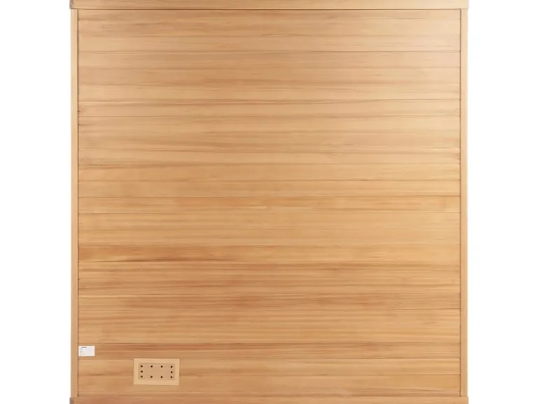 Traditionelle Sauna SKYLINE BIG Tannenholz Natur XL mit Kunststeinwand